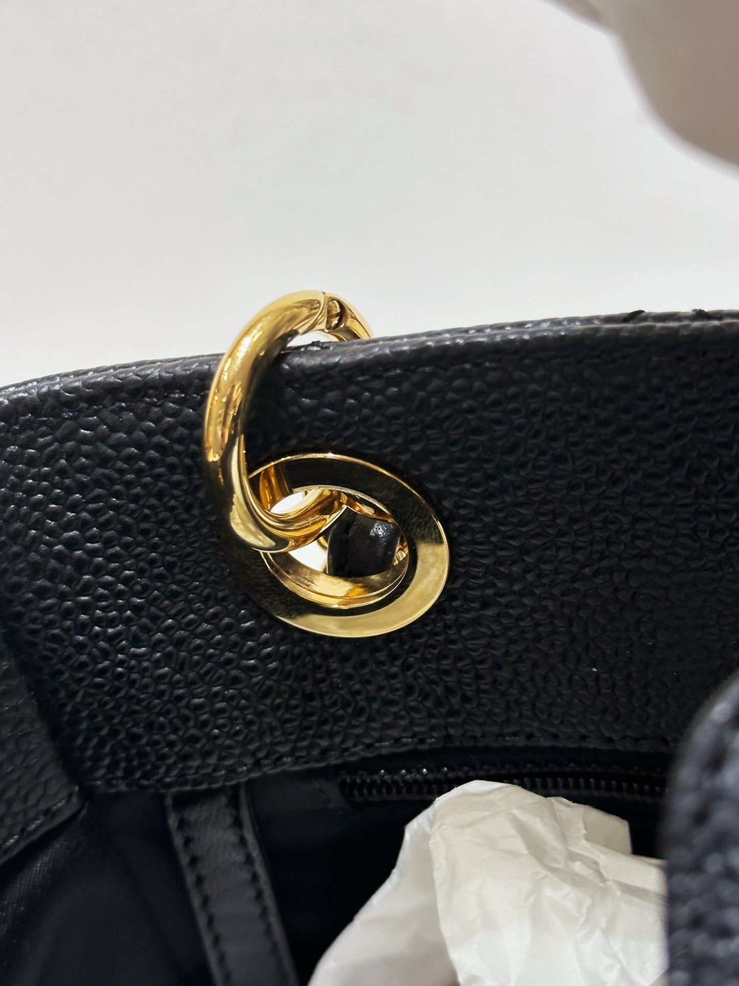 Chanel Caviar Quilted Petit Shopping Tote PST Black GHW 1608 holo card
