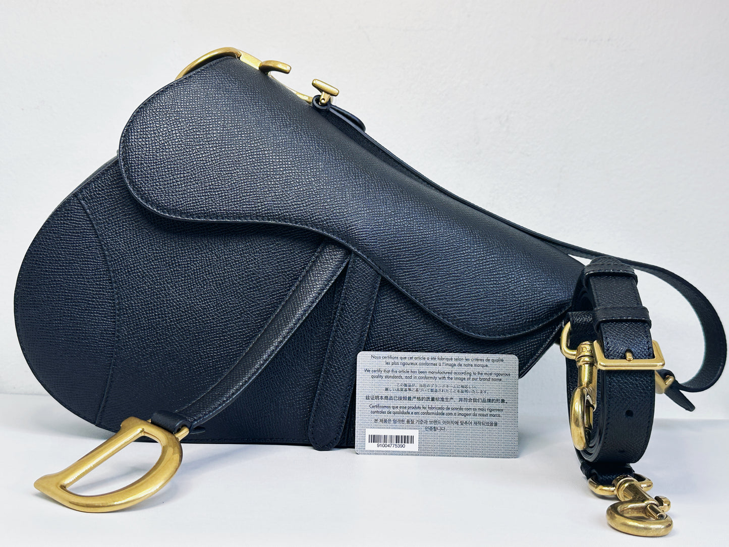 Christian Dior Saddle Bag with Strap Golden Saddle Black Calfskin 2022 year