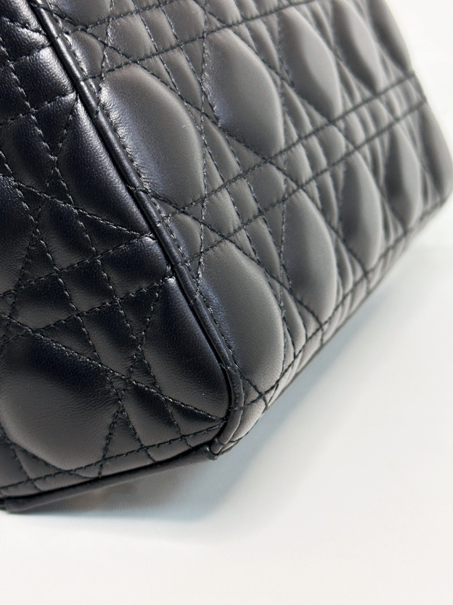 Christian Dior Small Cannage Lambskin My Lady Dior ABC Bag Black GHW