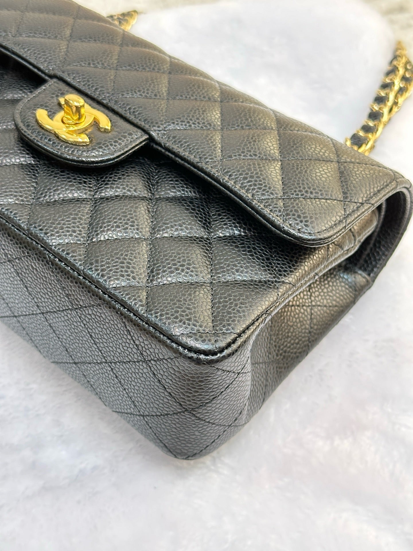 Chanel Small Classic Quilted Caviar Double Flap Bag Black 2022 year