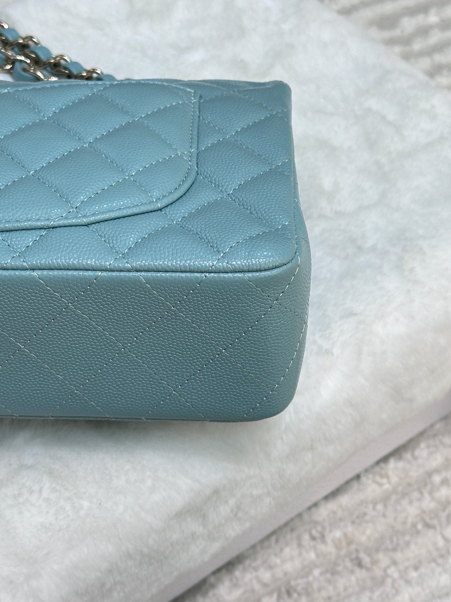 Chanel 20C Small Classic Double Flap Tiffany Blue Caviar GHW