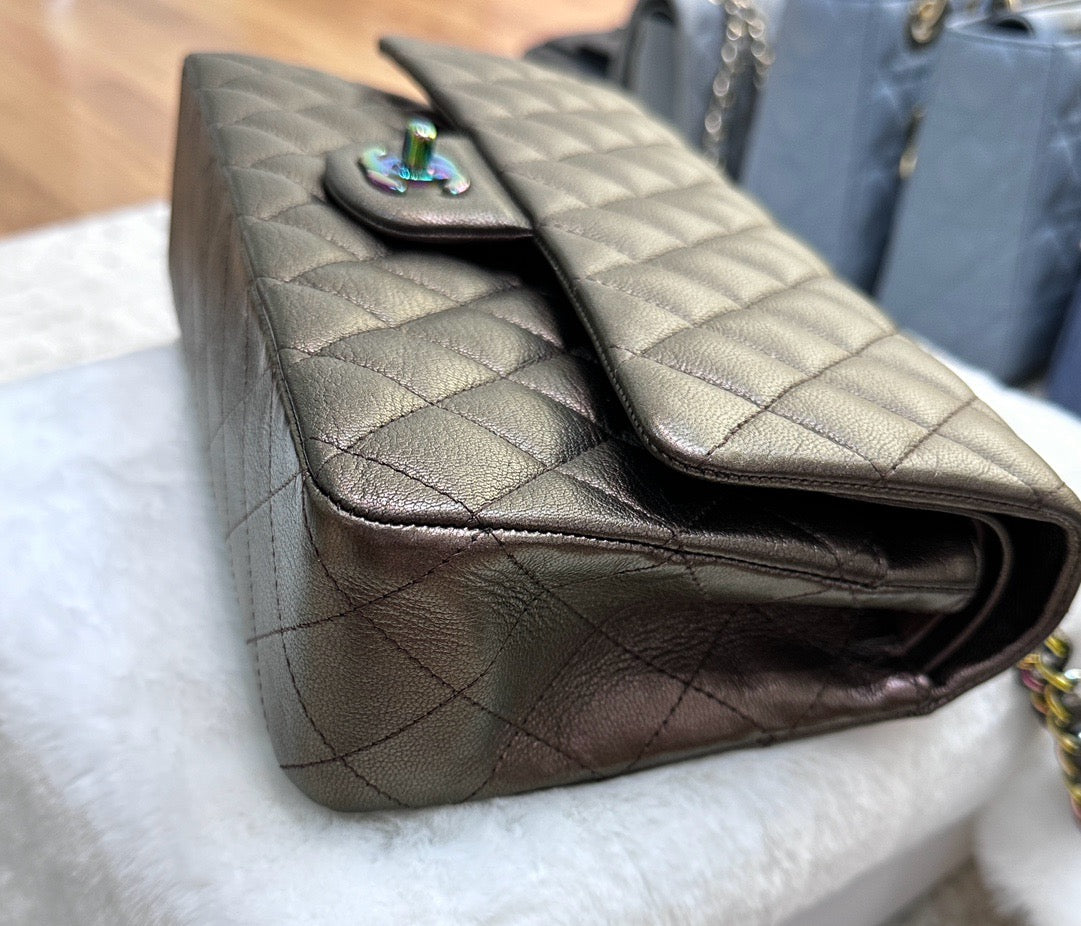 CHANEL Classic Bronze Double Flap Iridescent Hardware