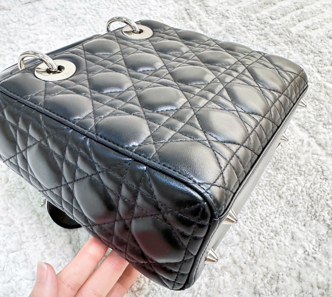 CHRISTIAN DIOR Lambskin Cannage Small My ABCDior Lady Dior Black SHW