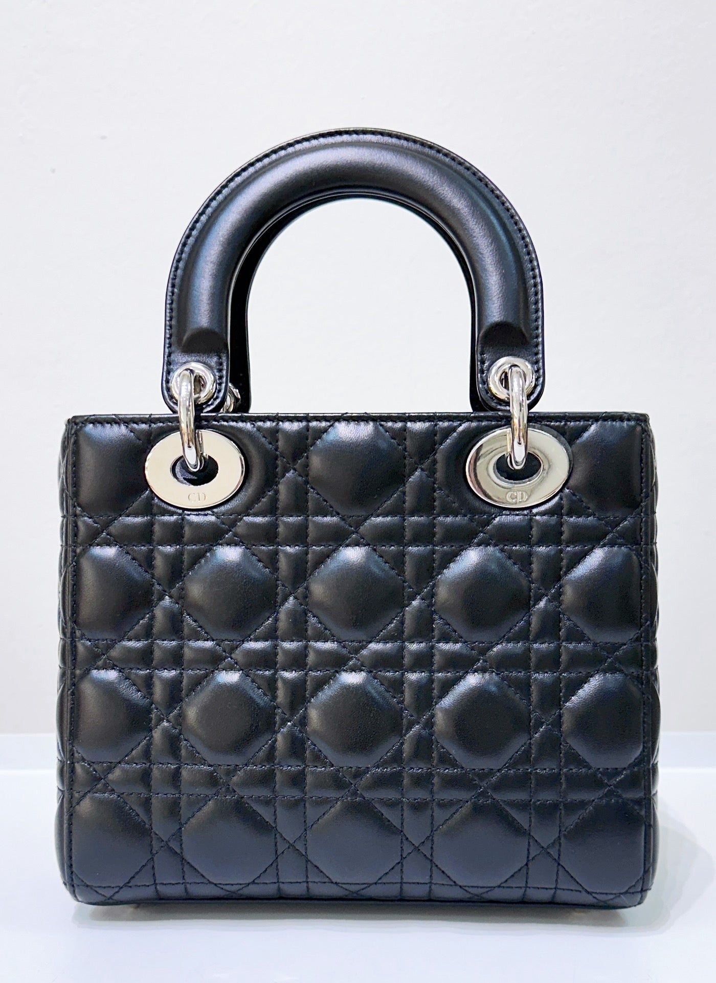 CHRISTIAN DIOR Lambskin Cannage Small My ABCDior Lady Dior Black SHW