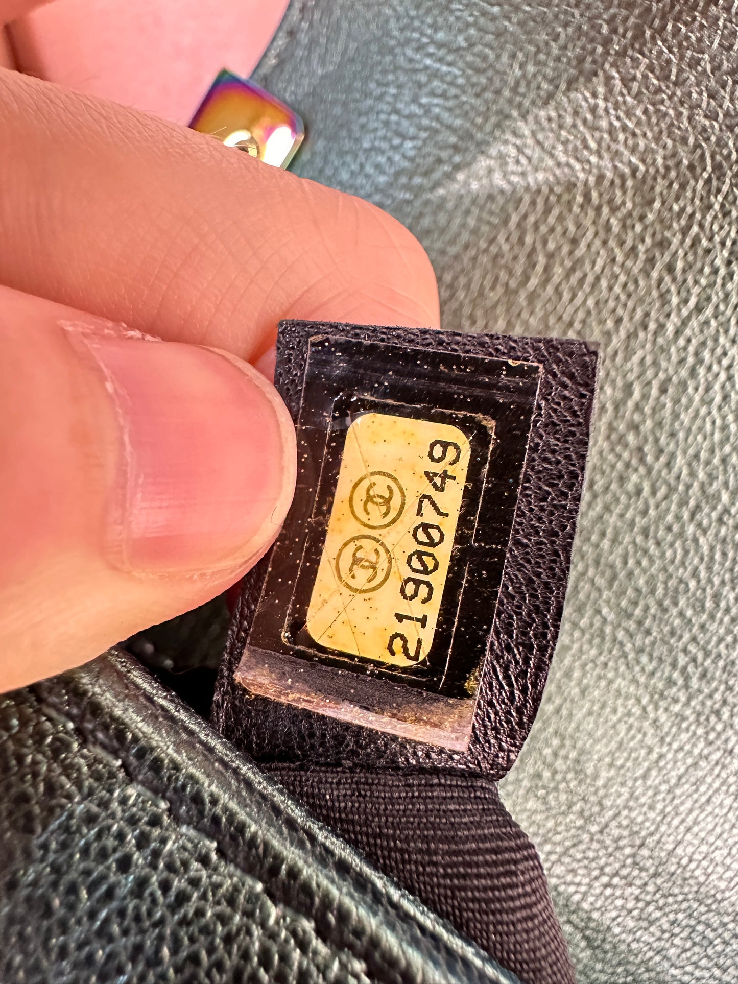 CHANEL Iridescent Goatskin Quilted Small Boy Flap Green