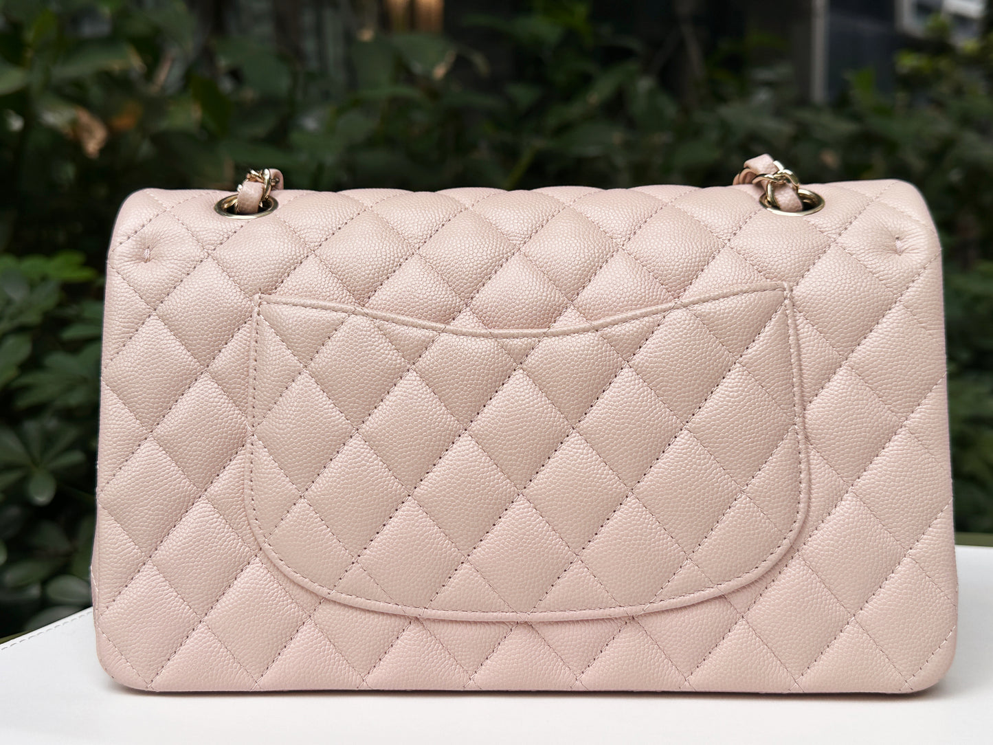 Chanel Medium Caviar Quilted Double Flap Light Pink 21COutside