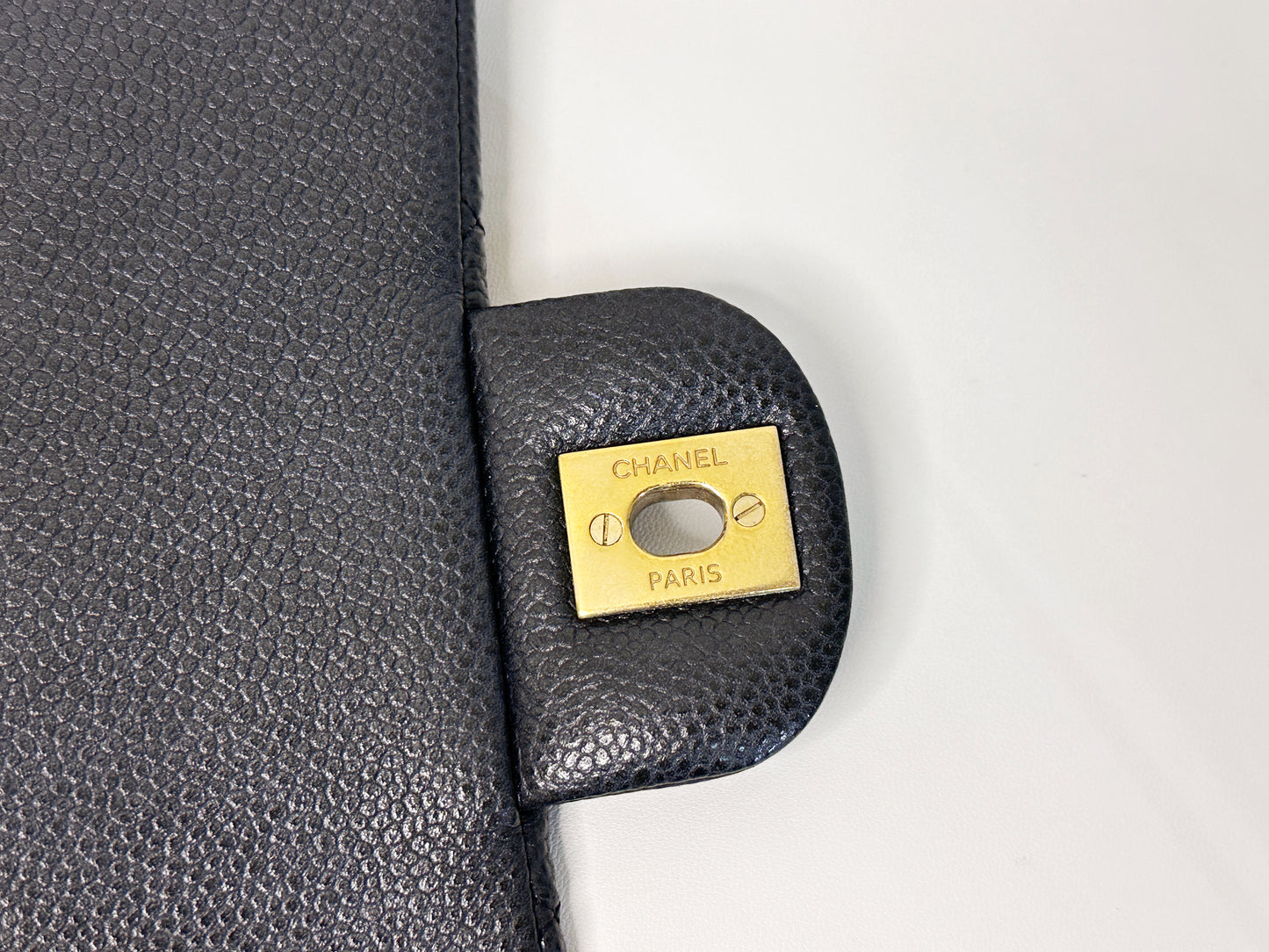 Chanel Caviar Quilted Clutch With Chain Flap Black GHW 2045 holo