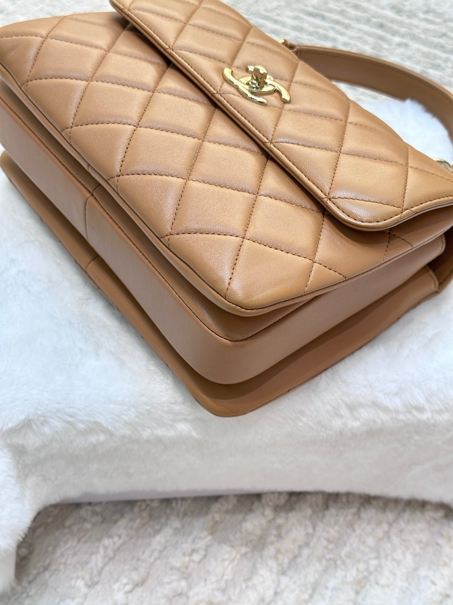 CHANEL Small Trendy CC Handle Flap Bag 19K Brown