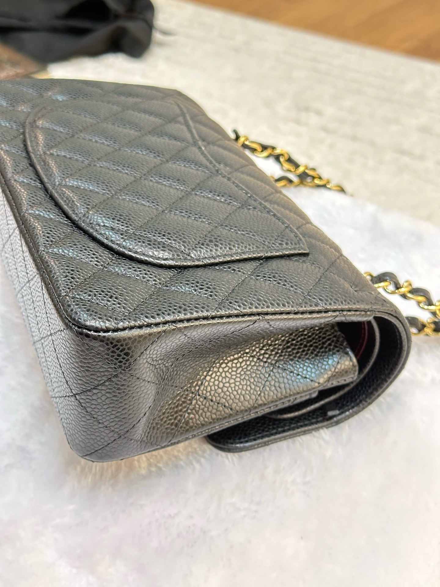 Chanel Small Classic Quilted Caviar Double Flap Bag Black 2022 year