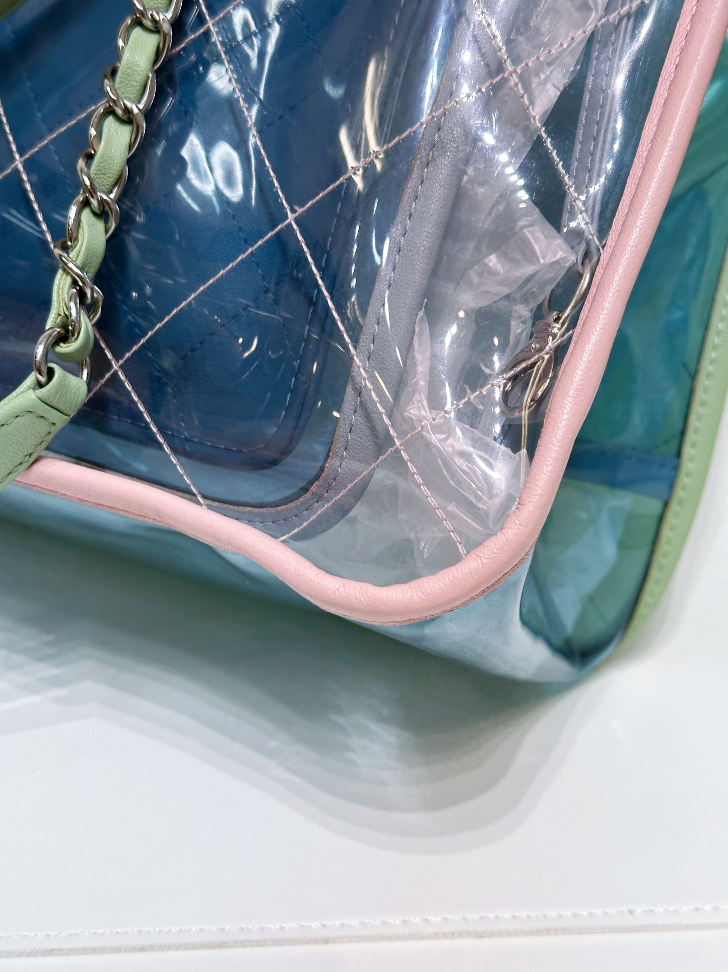 Chanel PVC Green/Pink/Blue Tote bag 2584 holo card