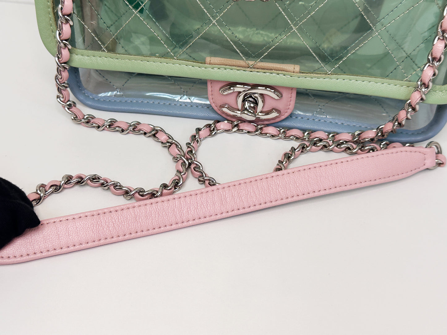 Chanel Coco Splash PVC Mini Flap Bag Green/Blue/Pink 2569 holo