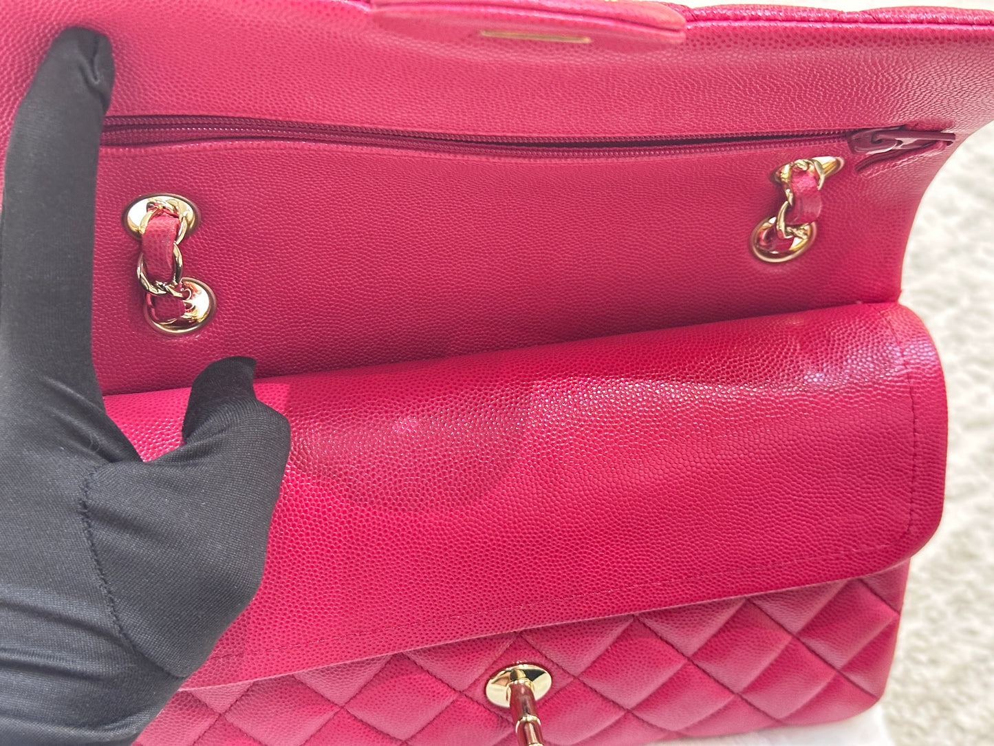 CHANEL Small Classic Double Flap Caviar Quilted Red GHW 