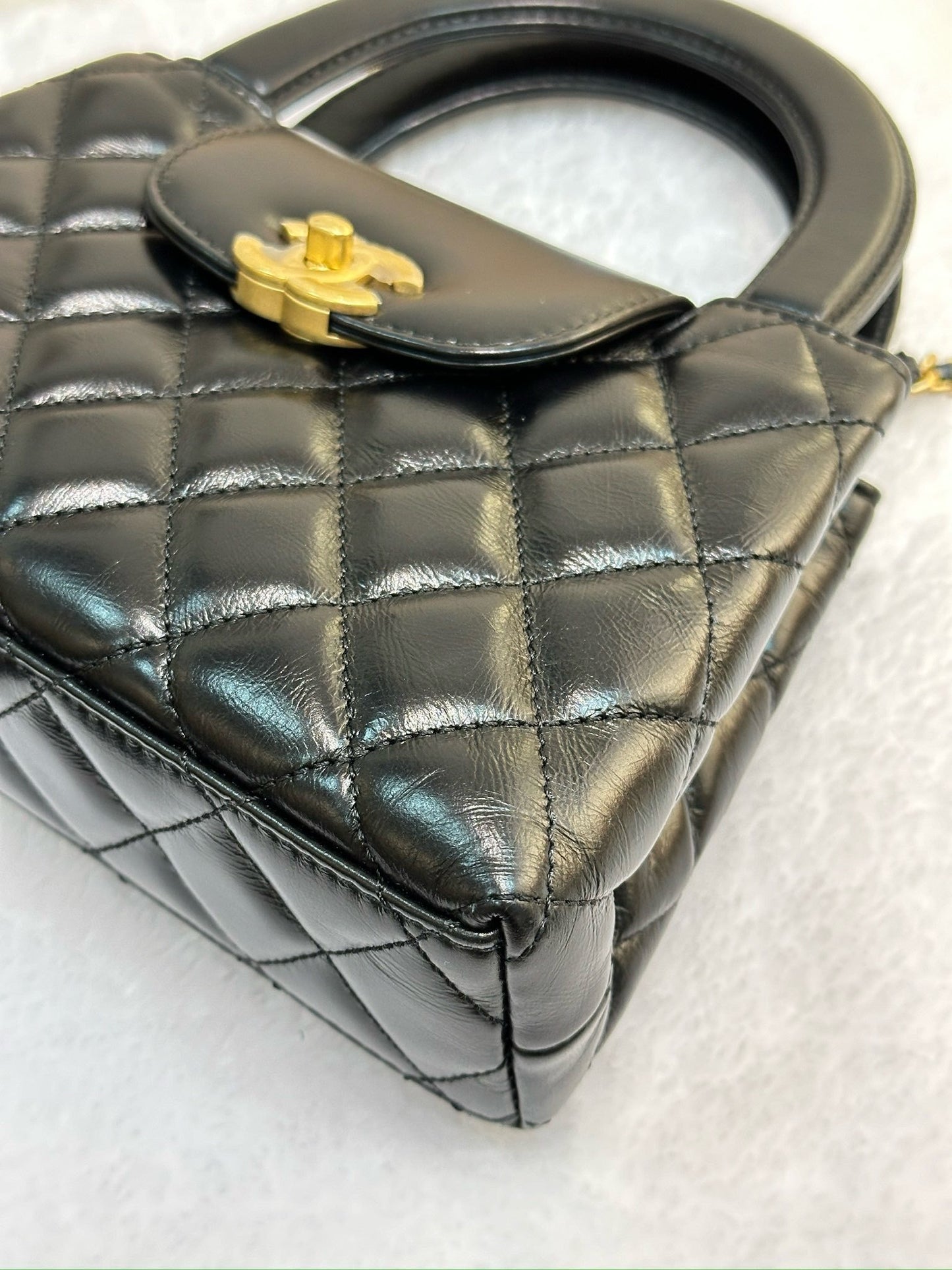 Chanel Lambskin Kelly Shopping Bag Black GHW 19cm