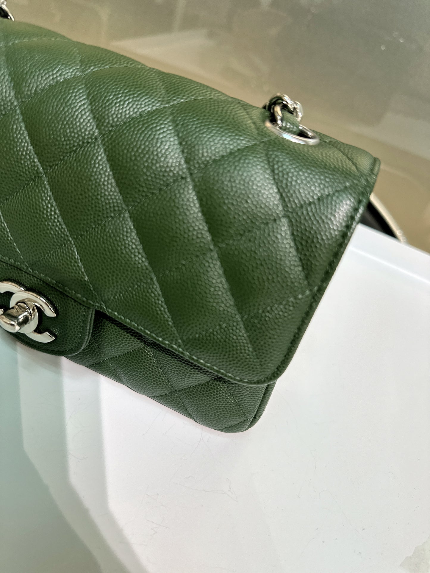 Chanel Mini Rectangular Classic Flap Bag Green