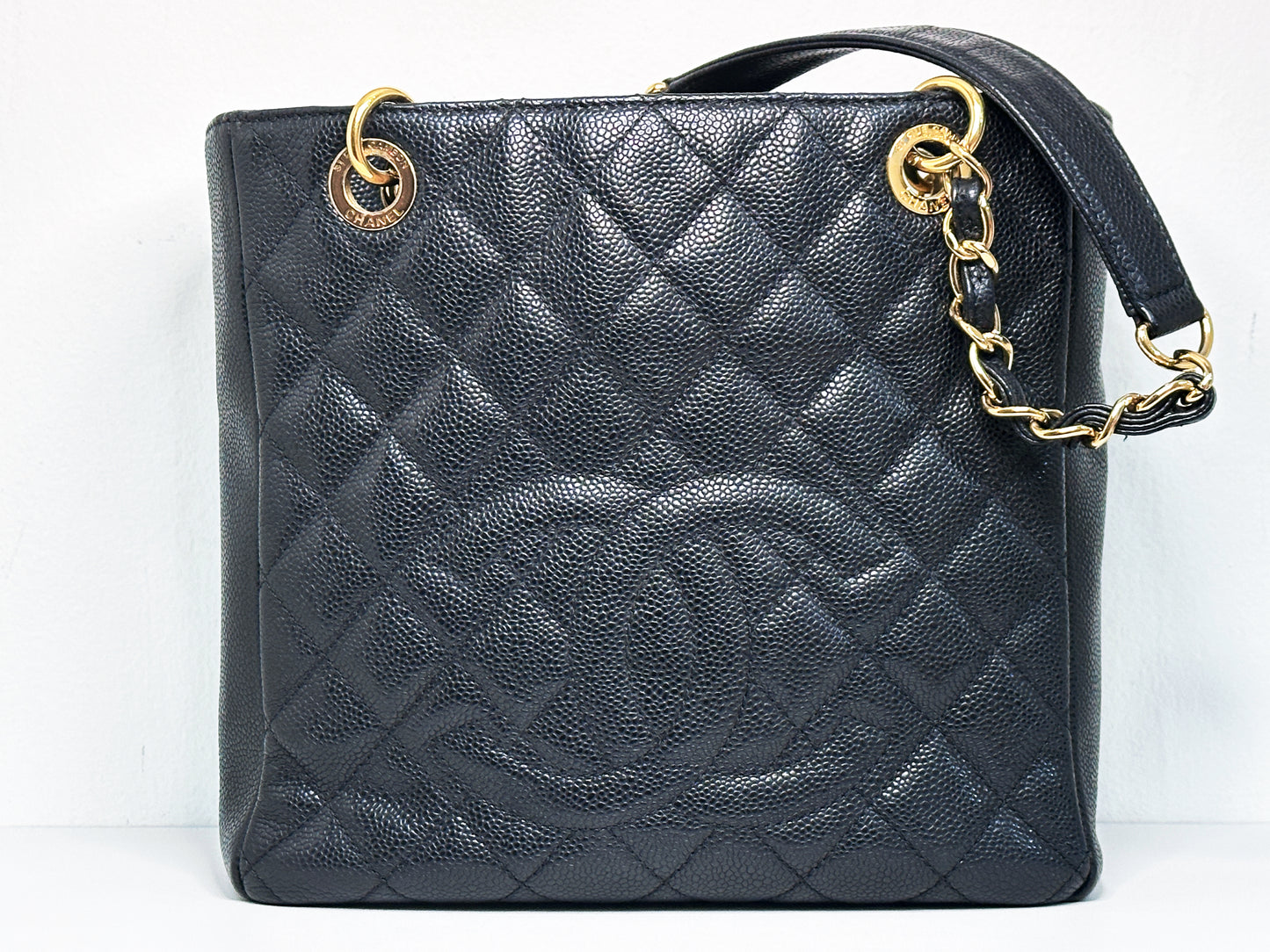 Chanel Caviar Quilted Petit Shopping Tote PST Black 1506 holo card