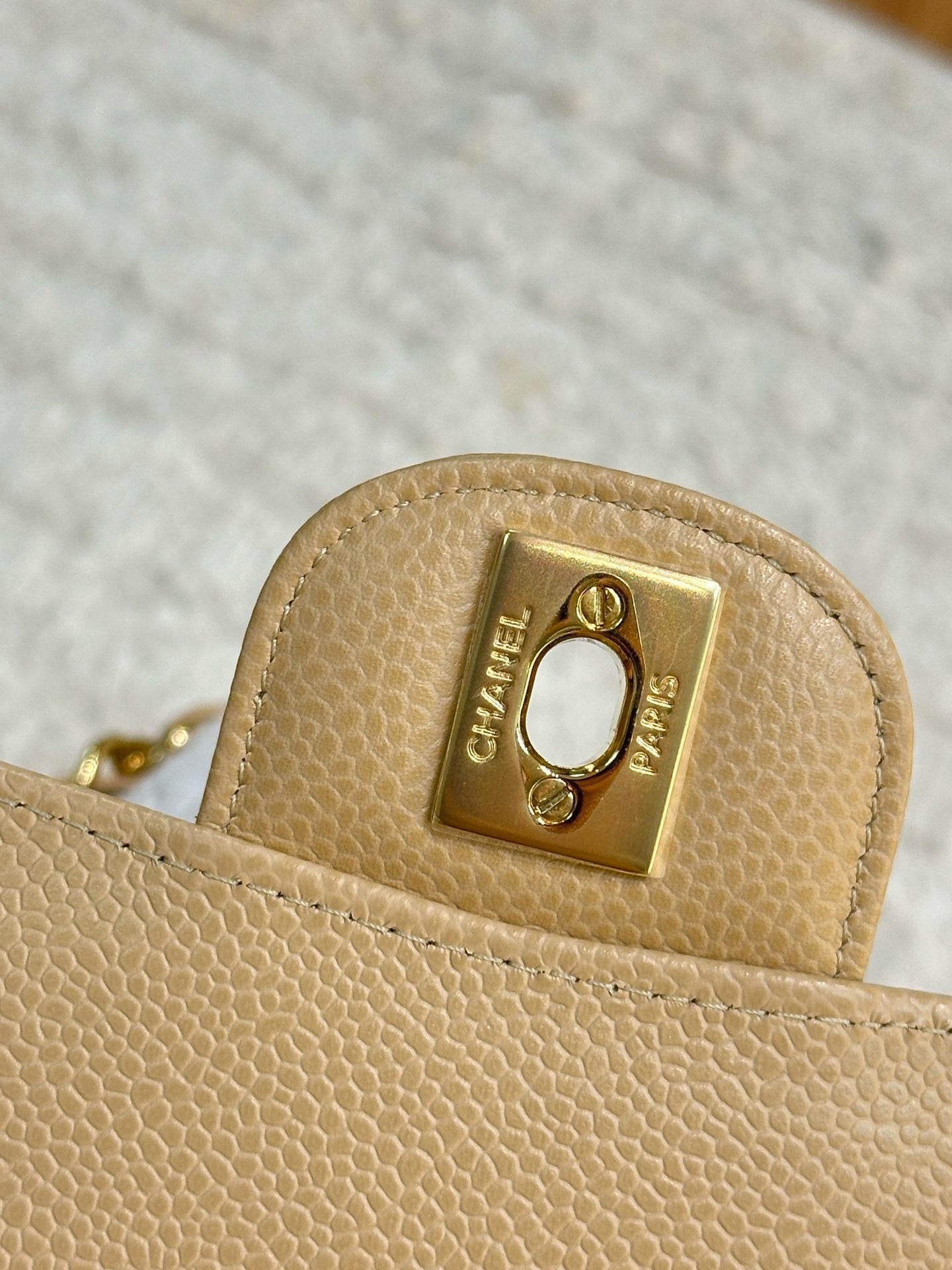 Chanel Medium Caviar Classic Double Flap Bag Beige
