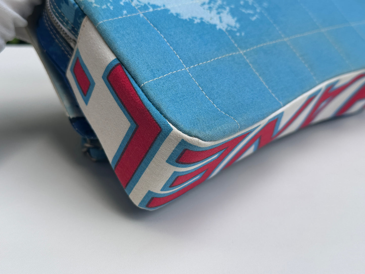 Chanel Canvas Square Quilted Surf Flap Multicolor 75 holo card