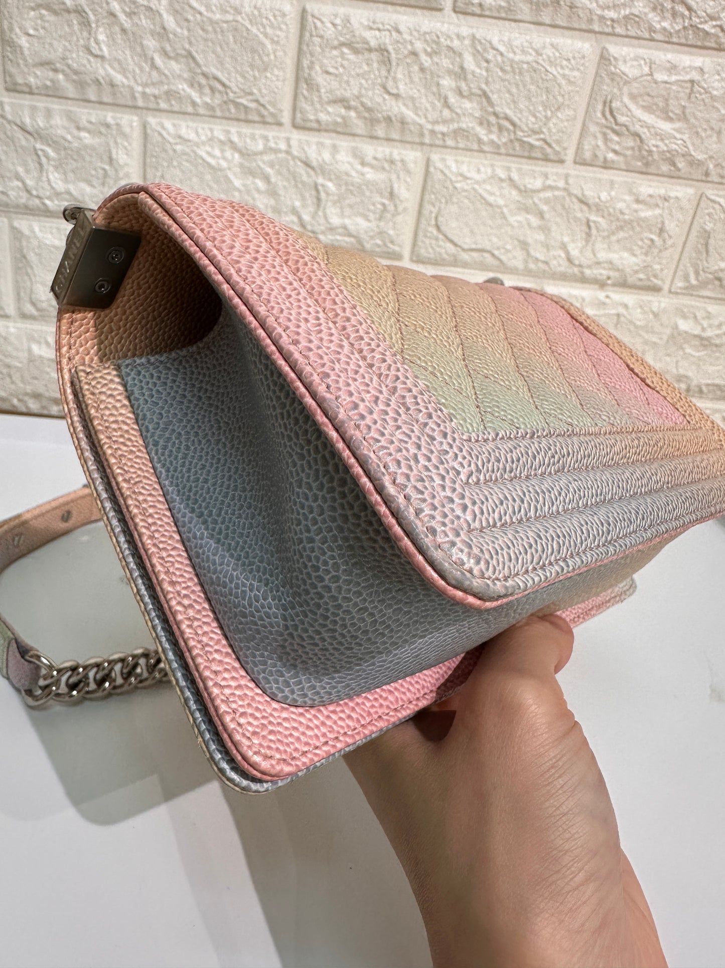 Chanel Rainbow Quilred Caviar LeBoy Bag Small