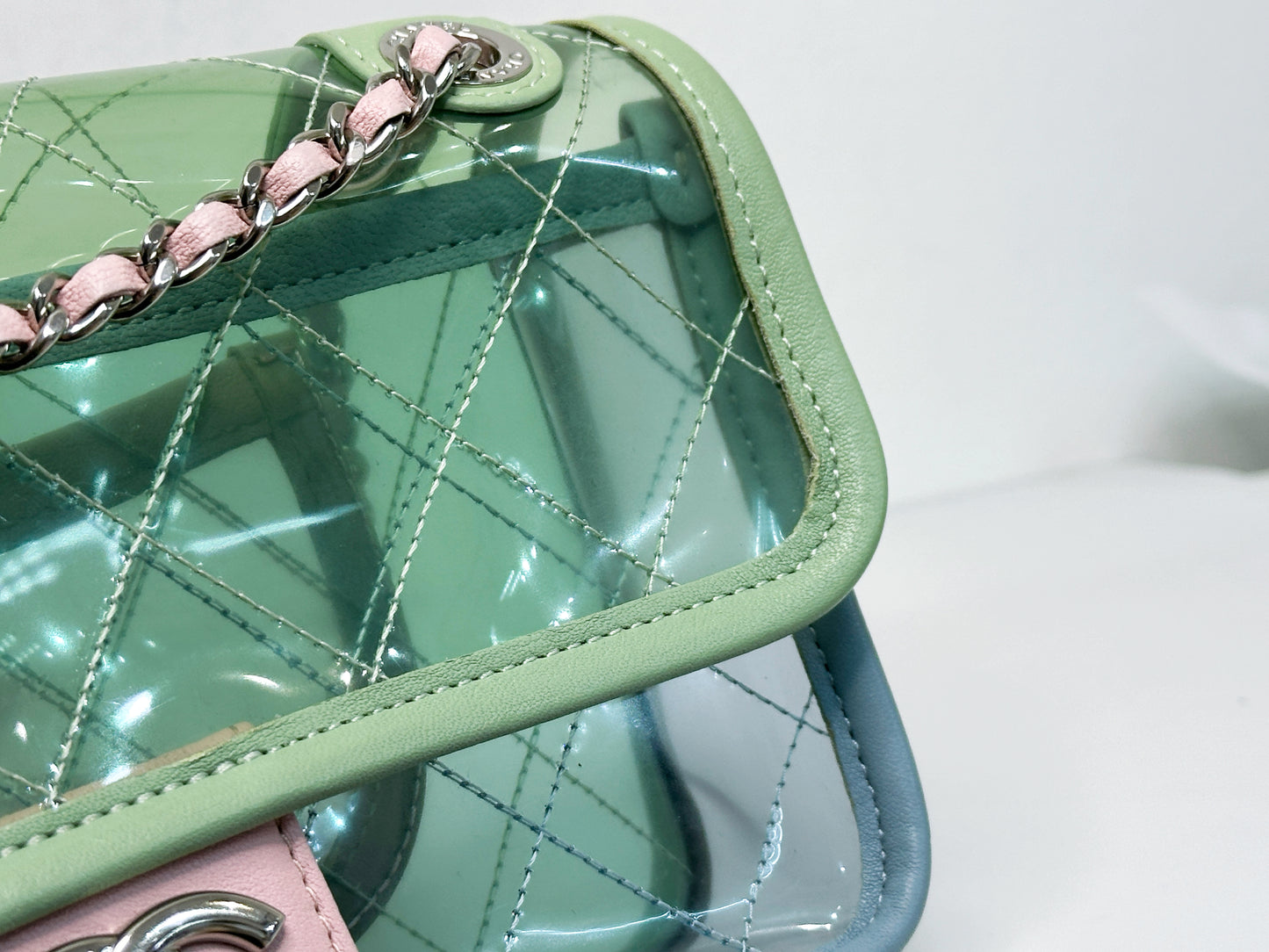 Chanel Coco Splash PVC Mini Flap Bag Green/Blue/Pink 25499 holo