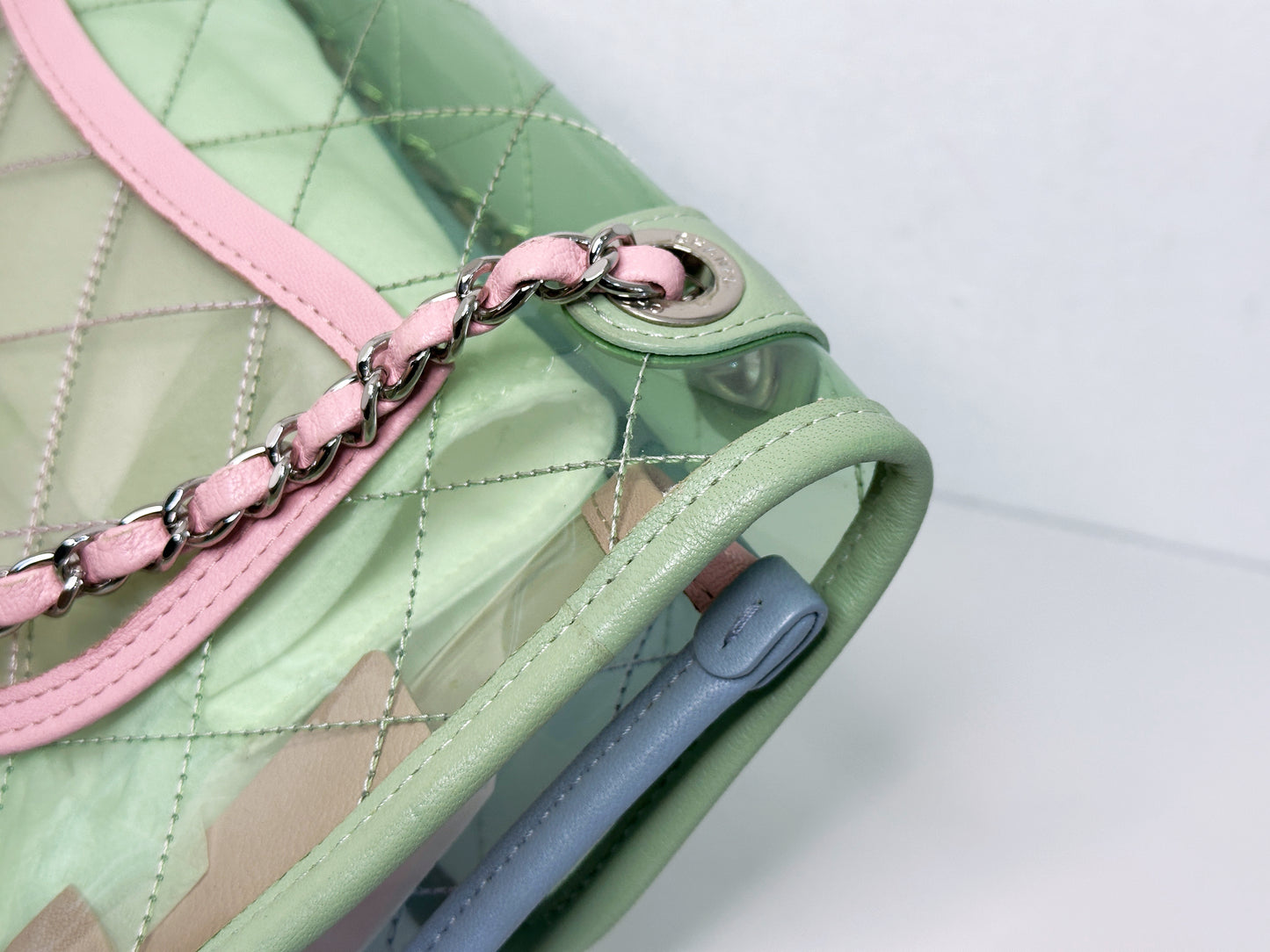 Chanel Coco Splash PVC Medium Flap Bag Green/Blue/Pink 254975 holo