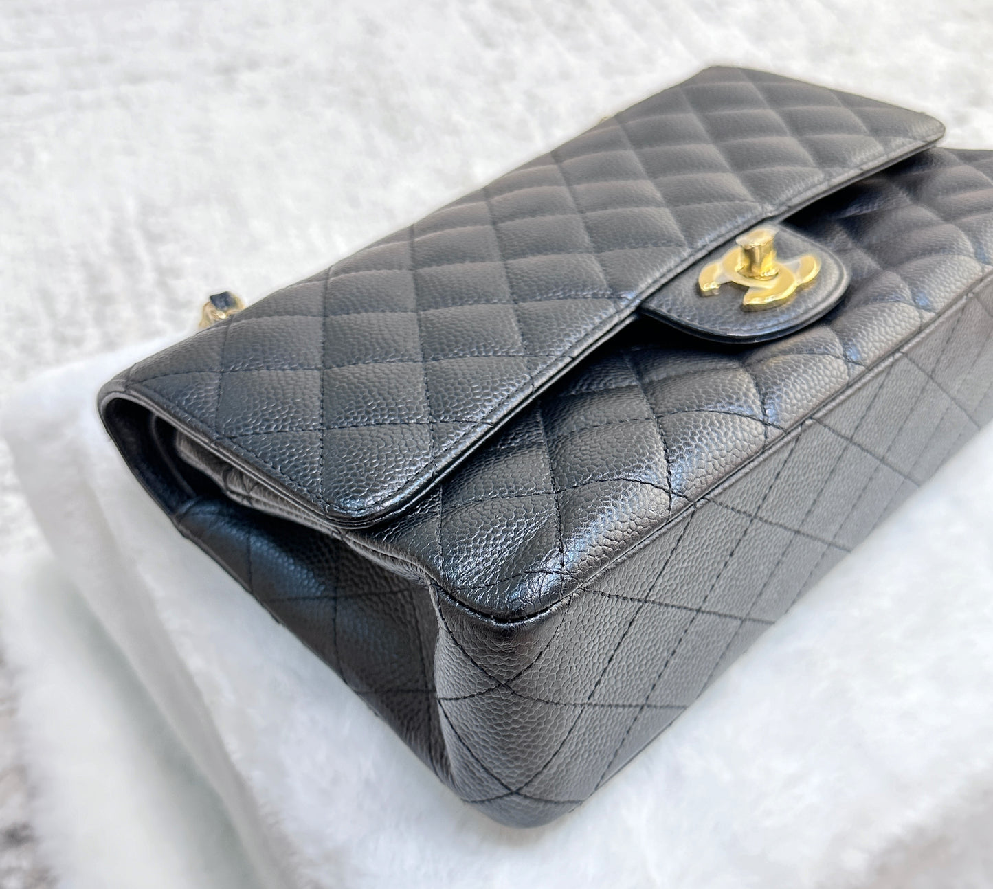 Chanel Medium Classic Flap Caviar Black Gold Hardware