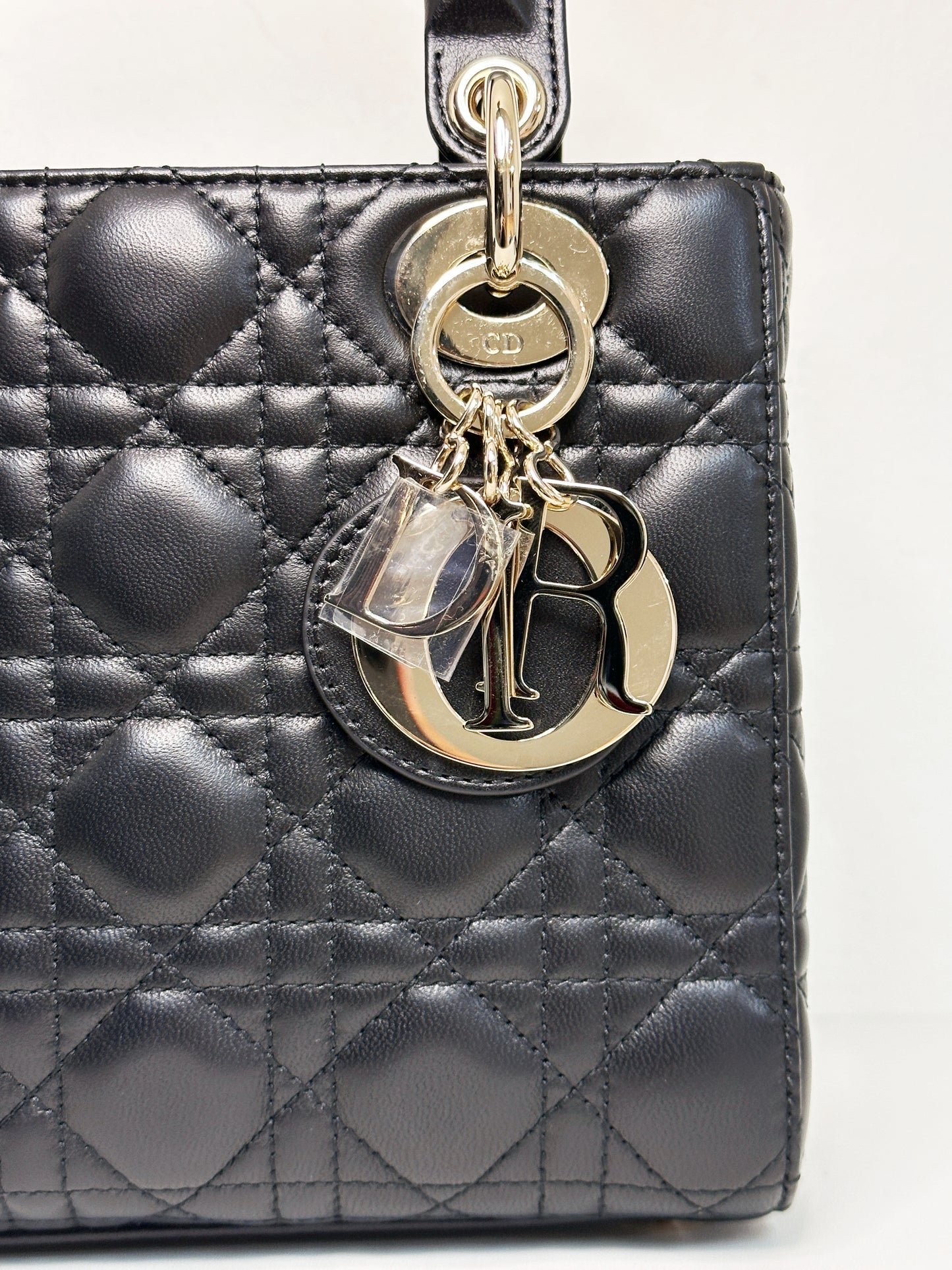 Christian Dior Small Cannage Lambskin My Lady Dior ABC Bag Black GHW