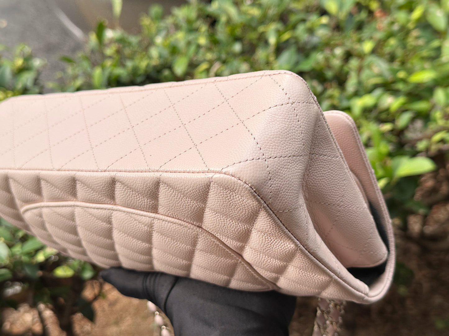 Chanel Medium Caviar Quilted Double Flap Light Pink 21COutside