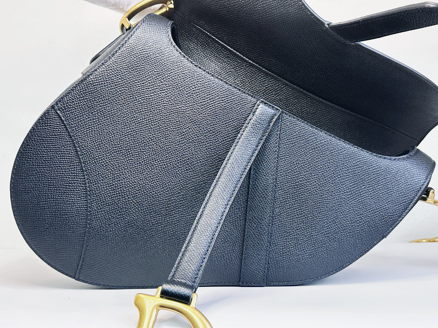 Christian Dior Saddle Bag with Strap Golden Saddle Black Calfskin 2022 year