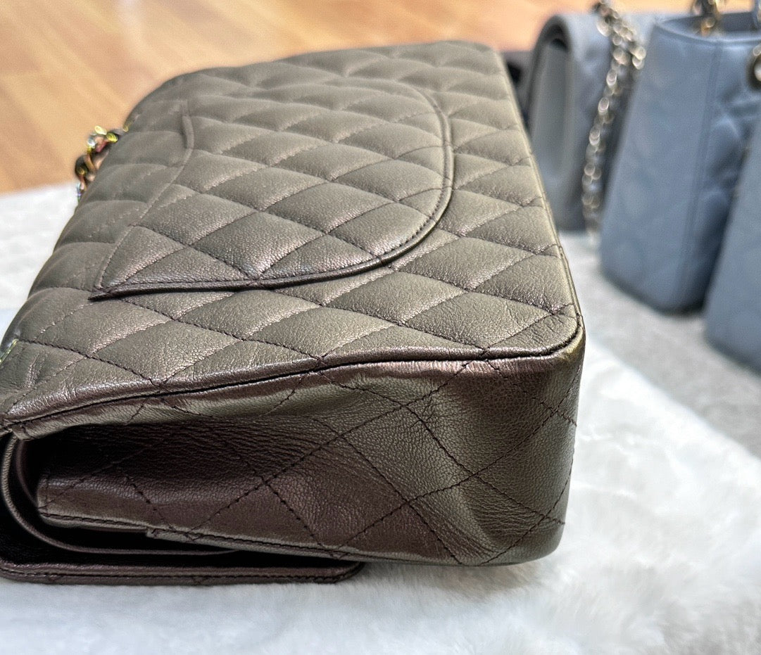 CHANEL Classic Bronze Double Flap Iridescent Hardware