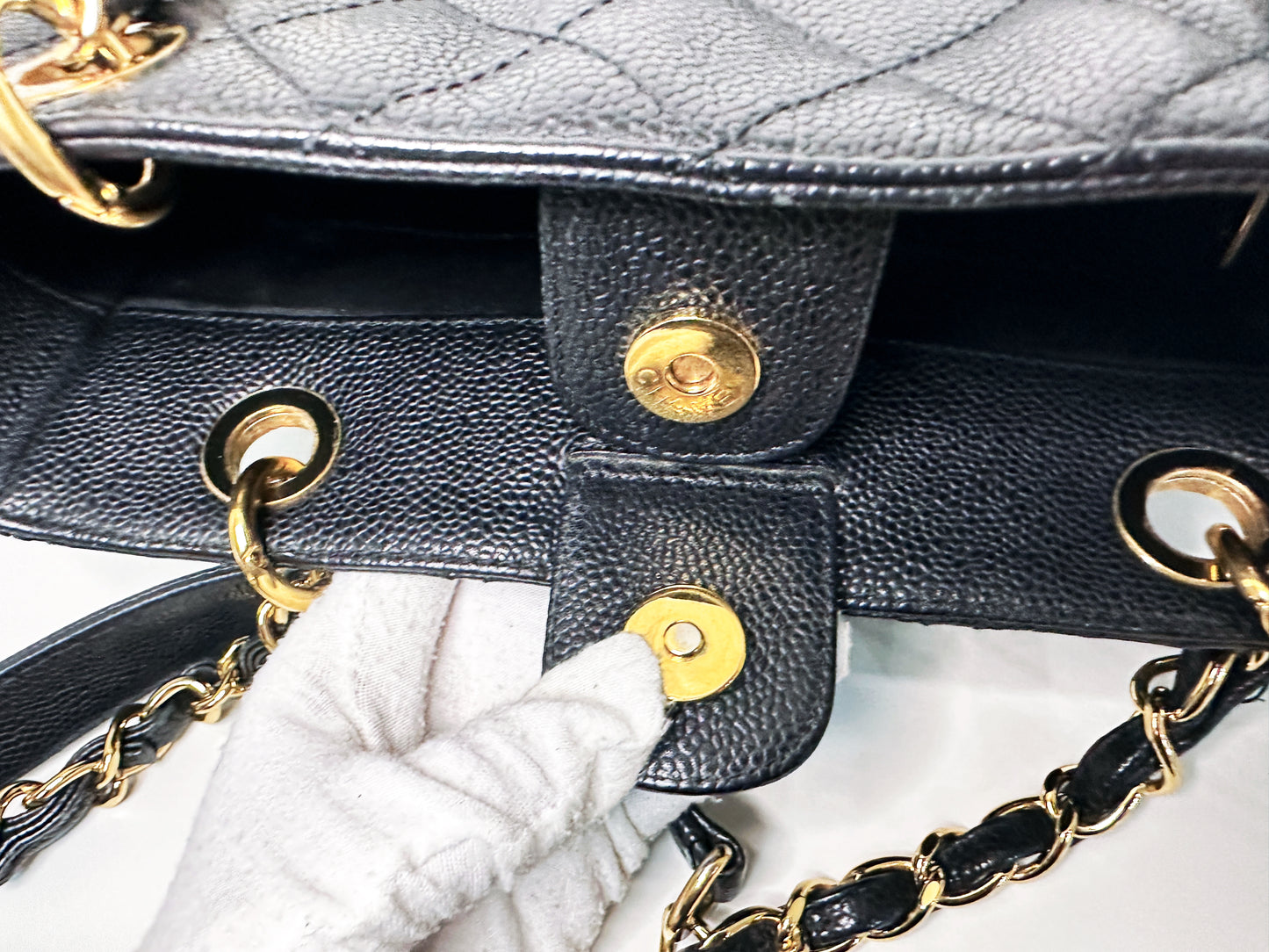 Chanel Caviar Quilted Petit Shopping Tote PST Black 1506 holo card