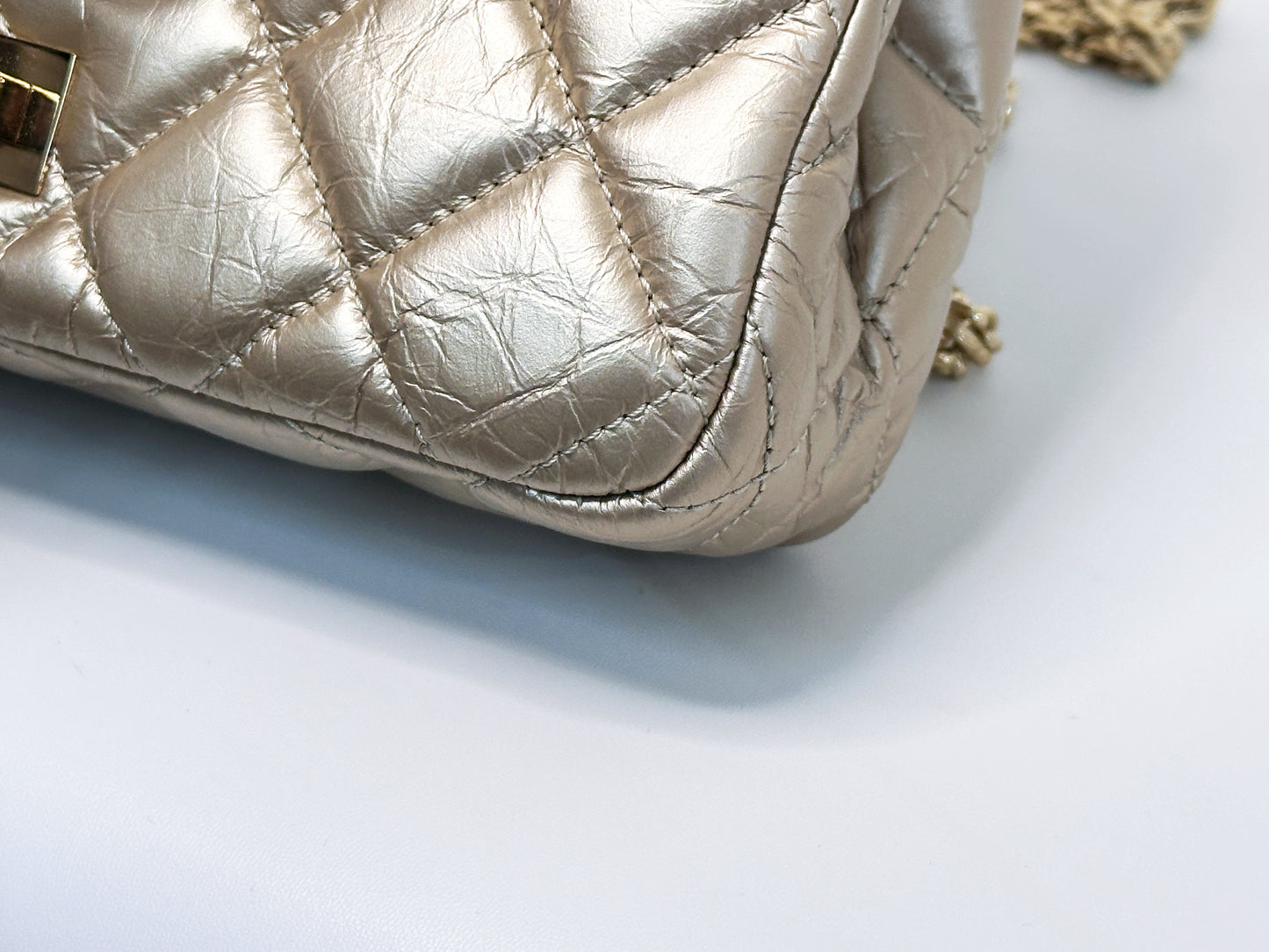 Chanel Aged Calfskin Quilted 2.55 Reissue Mini Hanger Flap Gold 2355 holo card