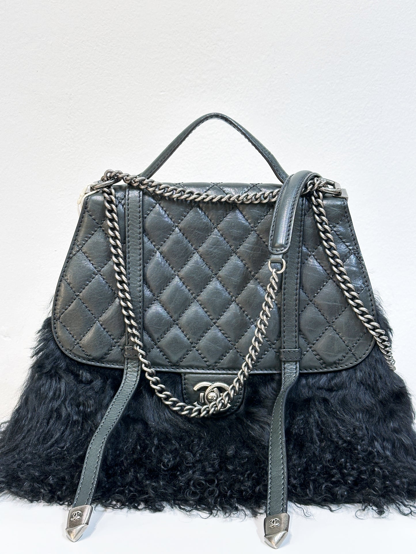 Chanel Paris-Dallas Double Flap Bag Quilted Calfskin and Fur Large