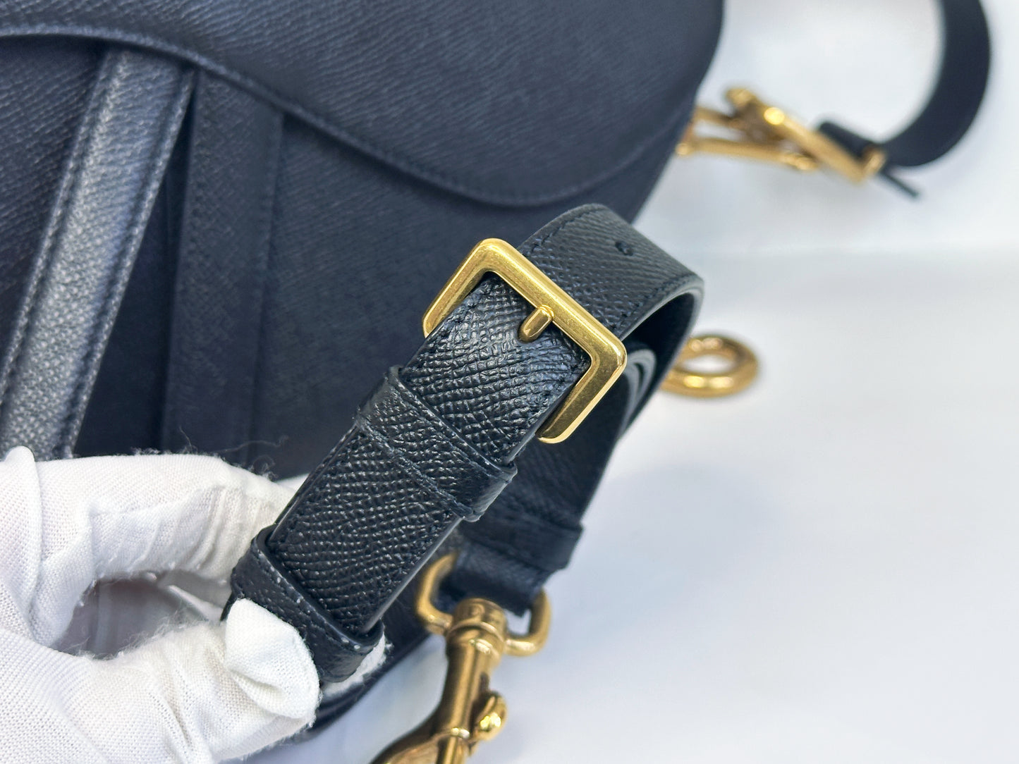 Christian Dior Saddle Bag with Strap Golden Saddle Black Calfskin 2022 year