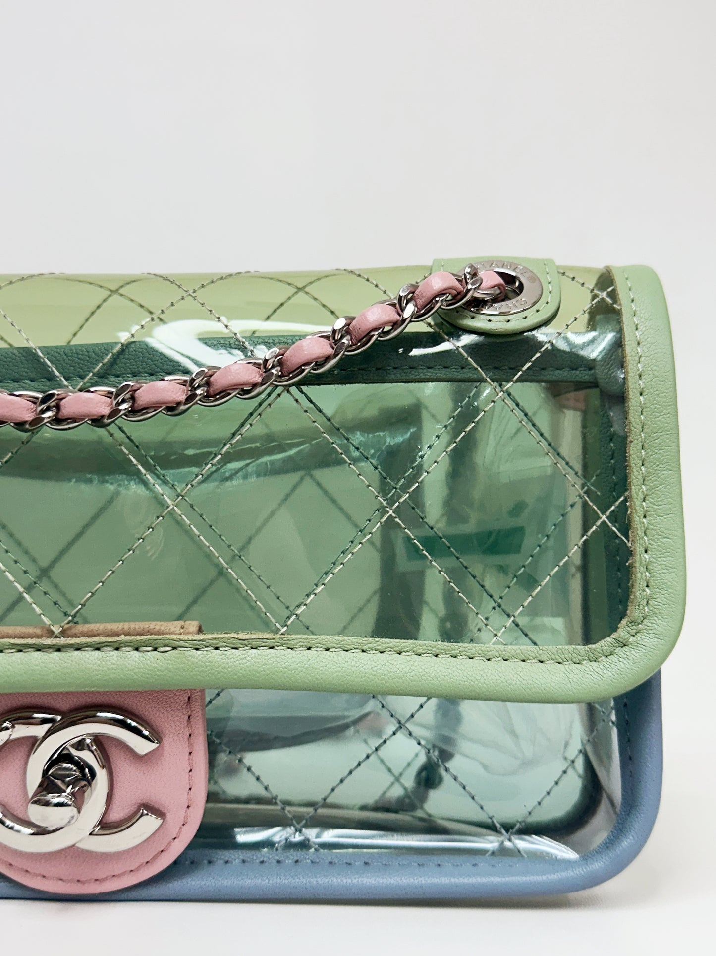 Chanel Coco Splash PVC Mini Flap Bag Green/Blue/Pink 2569 holo
