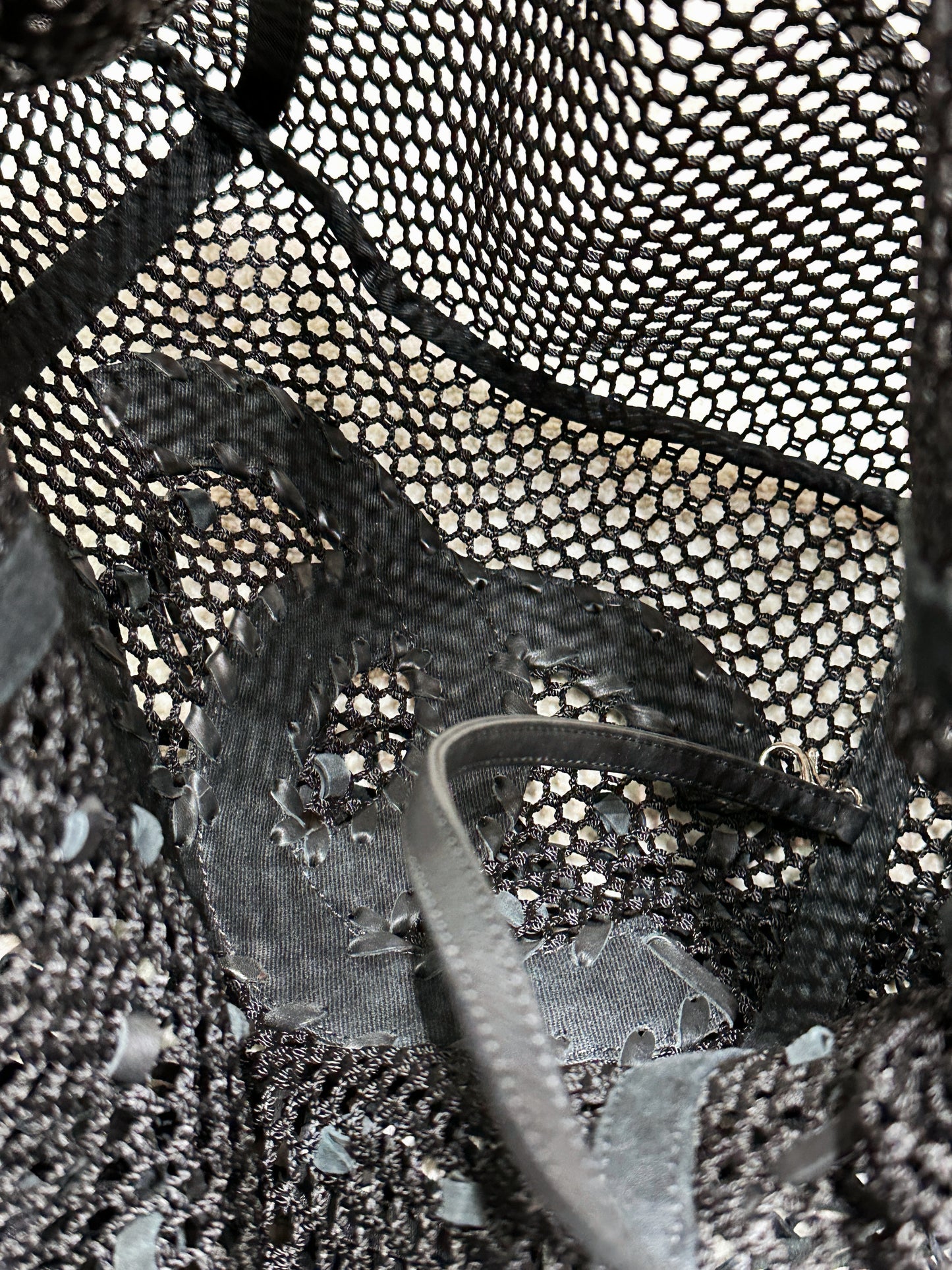Chanel Limited Edition Resort Black Fringe Mesh Tote Bag 1426 holo