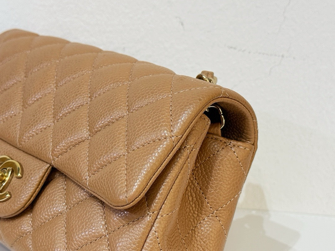 Chanel Classic Mini Rectangular Caviar Dark Beige Bag GHW 2598 holo