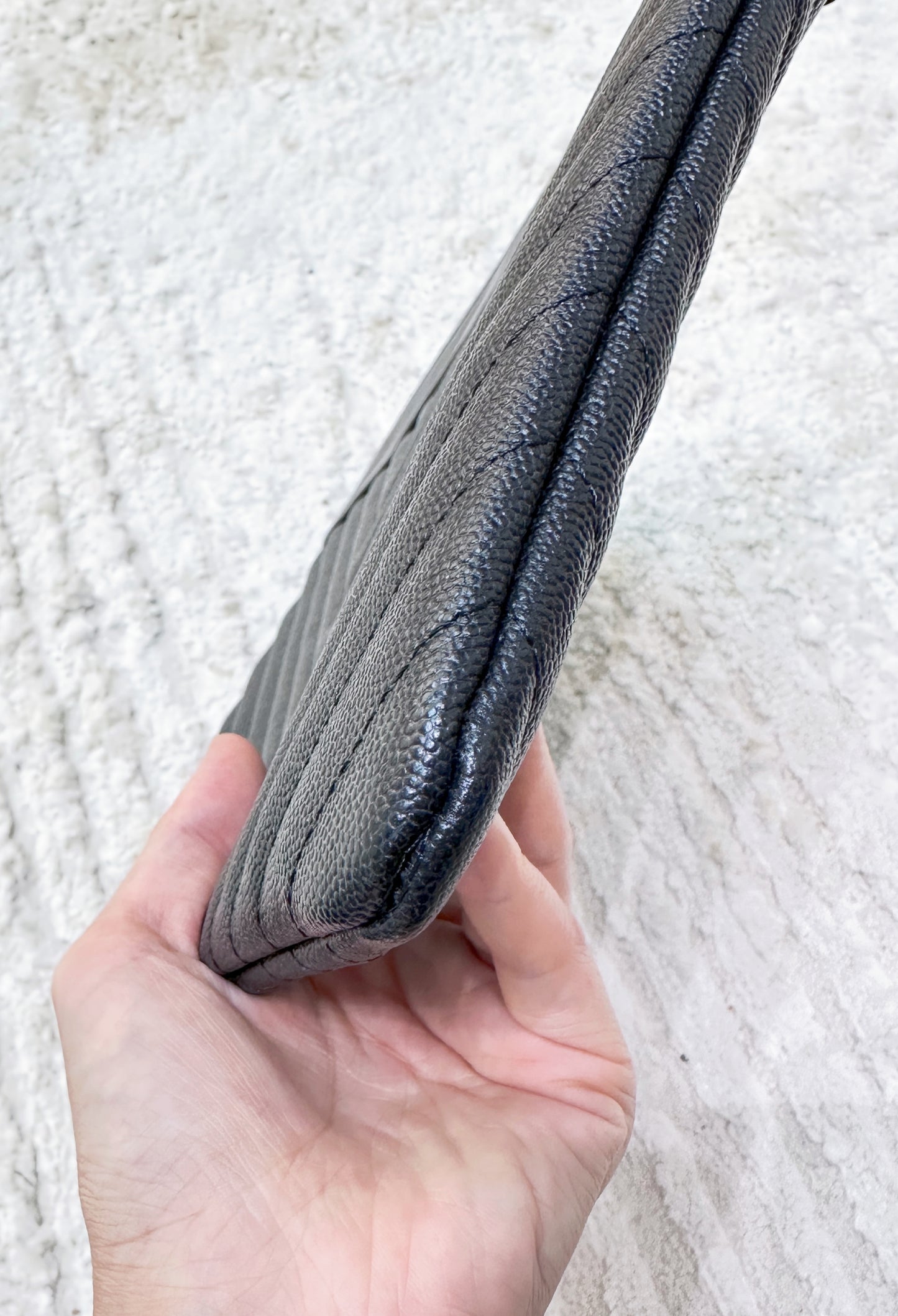 Chanel Leather Clutch Black Gold Accessories