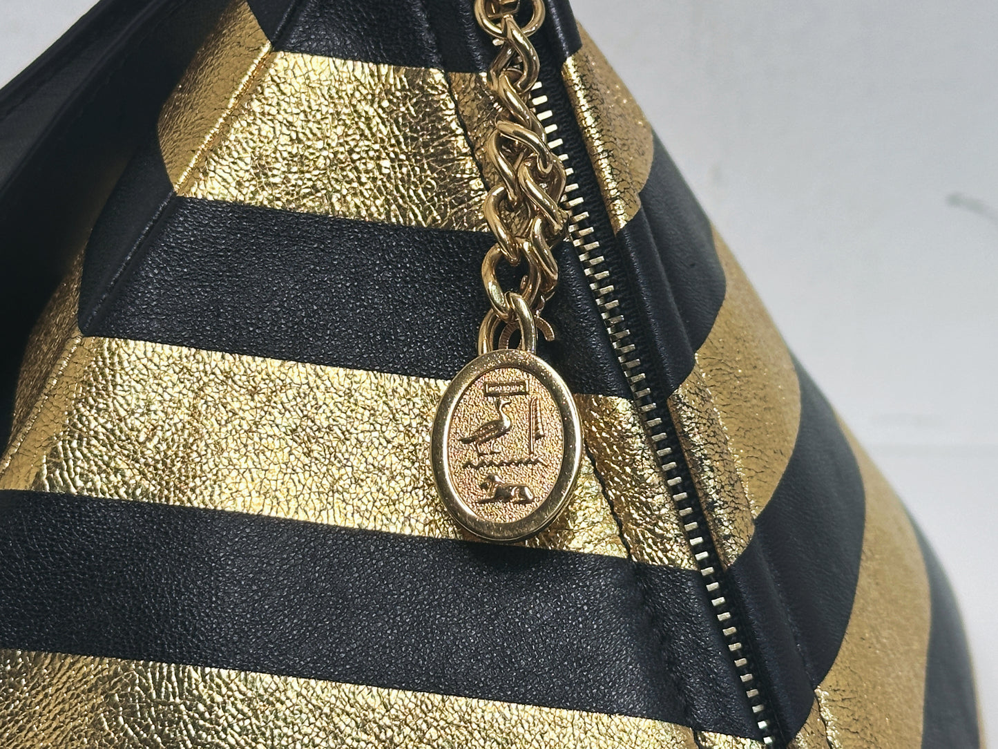 Chanel Metallic Lambskin CC Kheops Pyramid Bag Gold Black 2809 holo