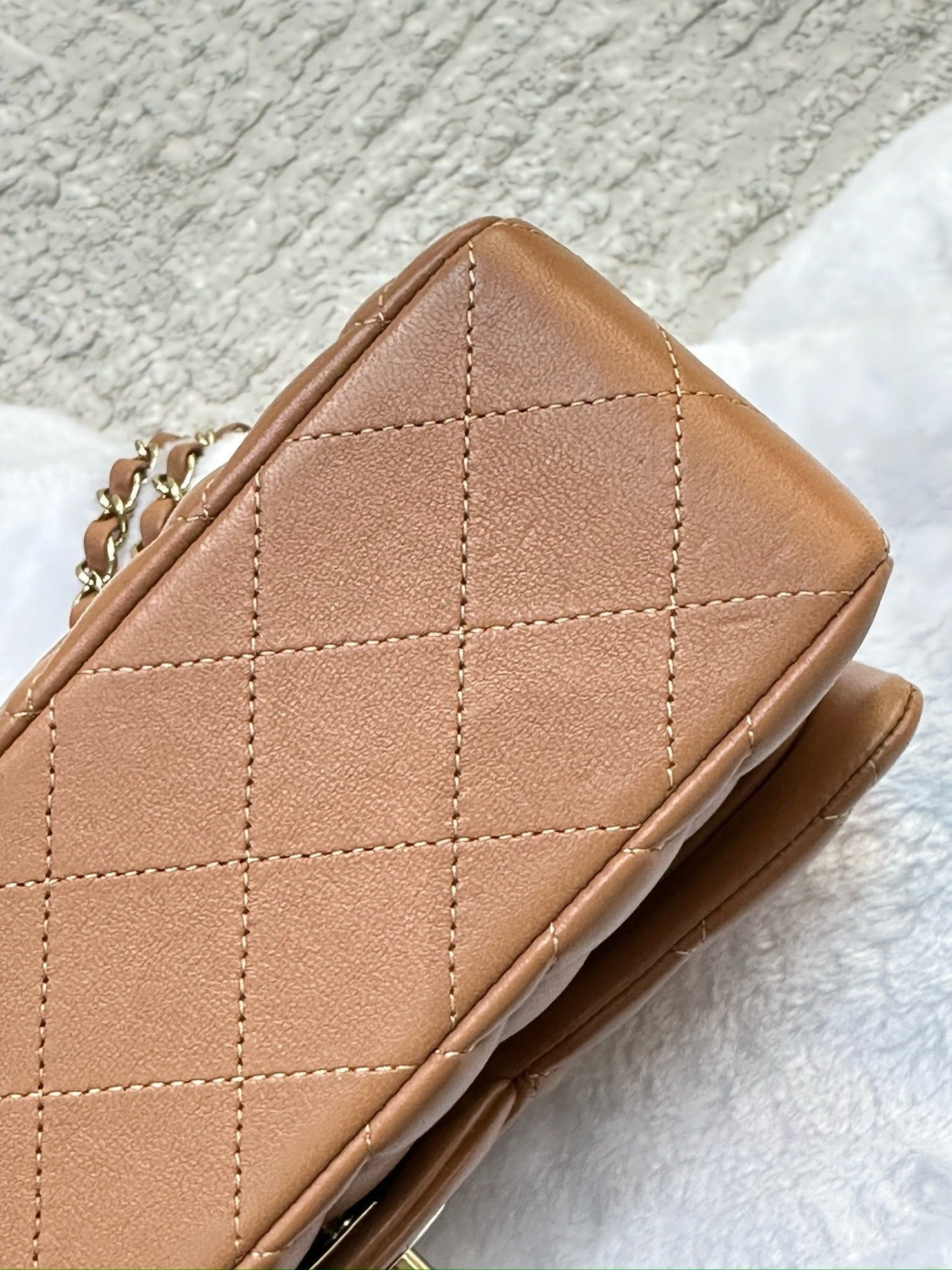 Chanel Small Lambskin Classic Double Flap Bag Dark Beige LGHW