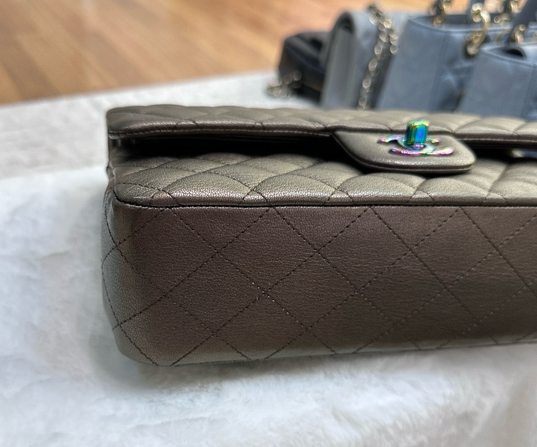 CHANEL Classic Bronze Double Flap Iridescent Hardware