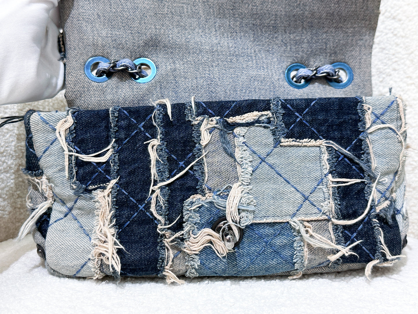Chanel Blue Denim Paris Dallas Flap Bag Aged Silver Hardware, 2014