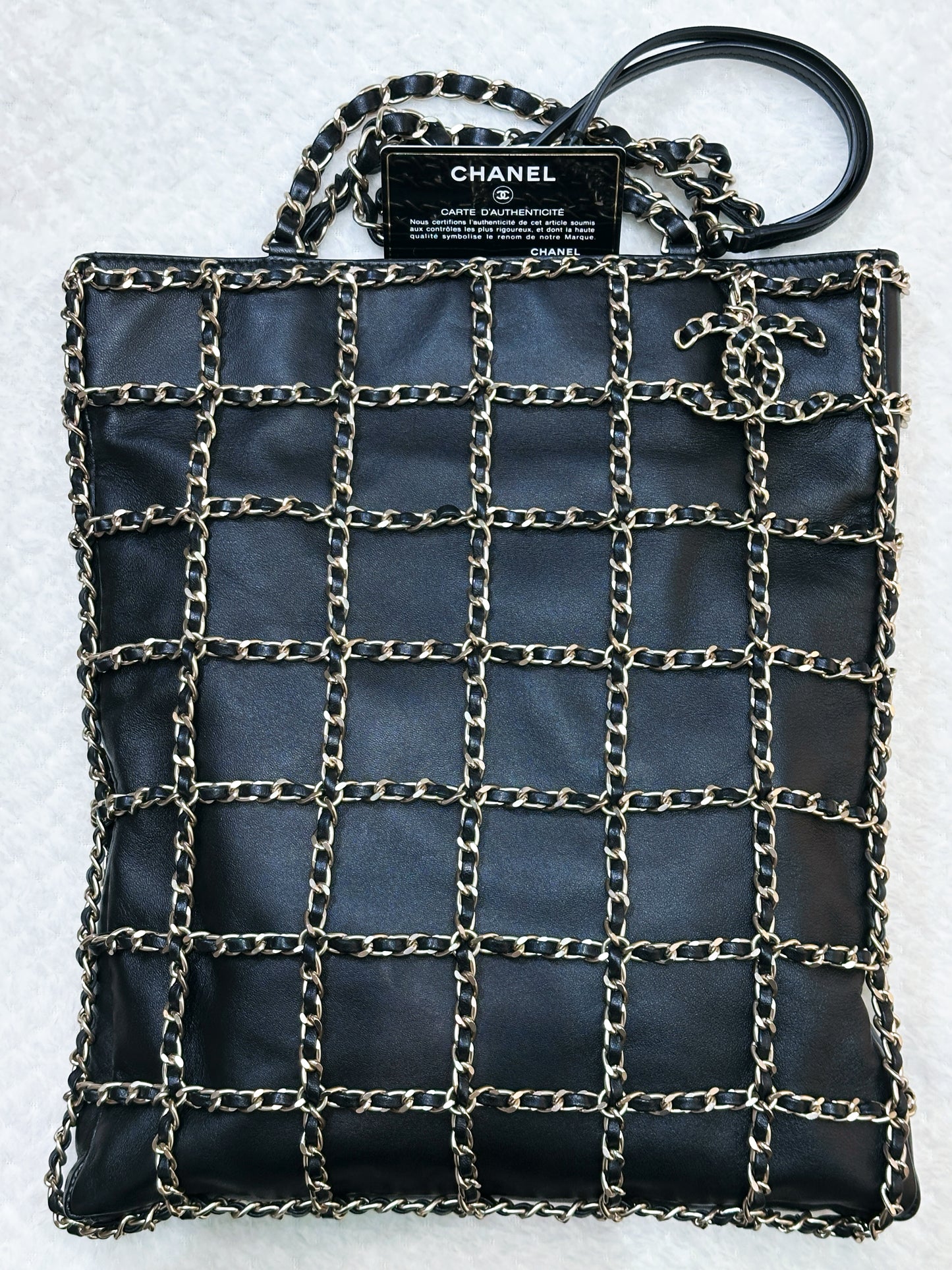 Chanel CC Lambskin Shopping Tote with Chain GHW 2875 holo card