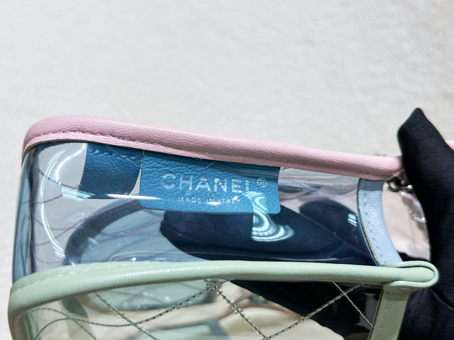 Chanel Coco Splash PVC Medium Flap Bag Pink/Green/Blue 254 holo card