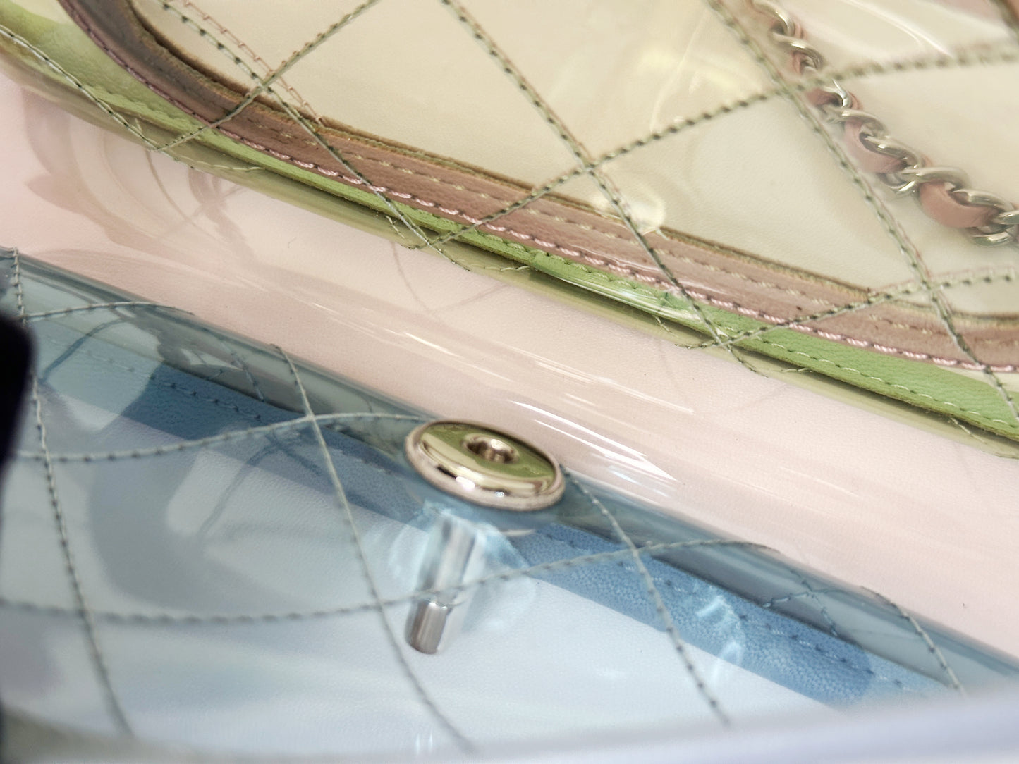 Chanel Coco Splash PVC Mini Flap Bag Green/Blue/Pink 2569 holo
