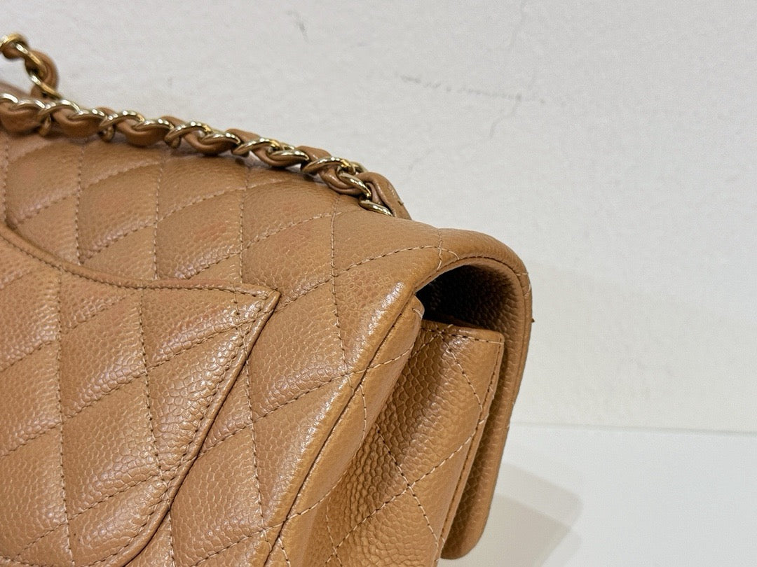 Chanel Classic Mini Rectangular Caviar Dark Beige Bag GHW 2598 holo