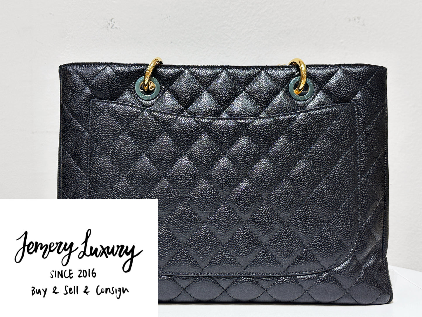 Chanel Caviar Grand Shopping Tote GST Black GHW 2021 holo card