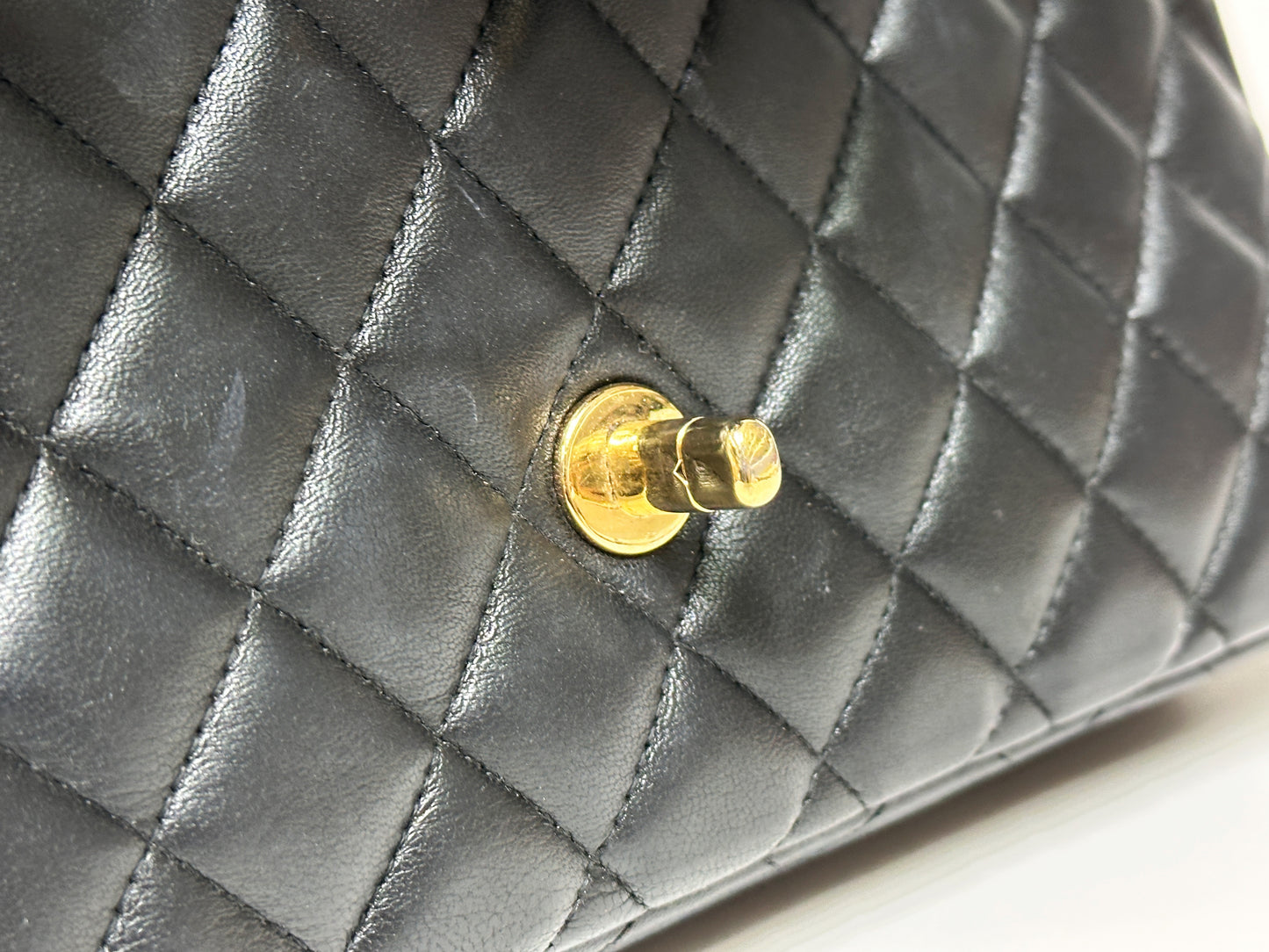 Chanel Lambskin East West Flap Bag Black GHW 1411 holo card