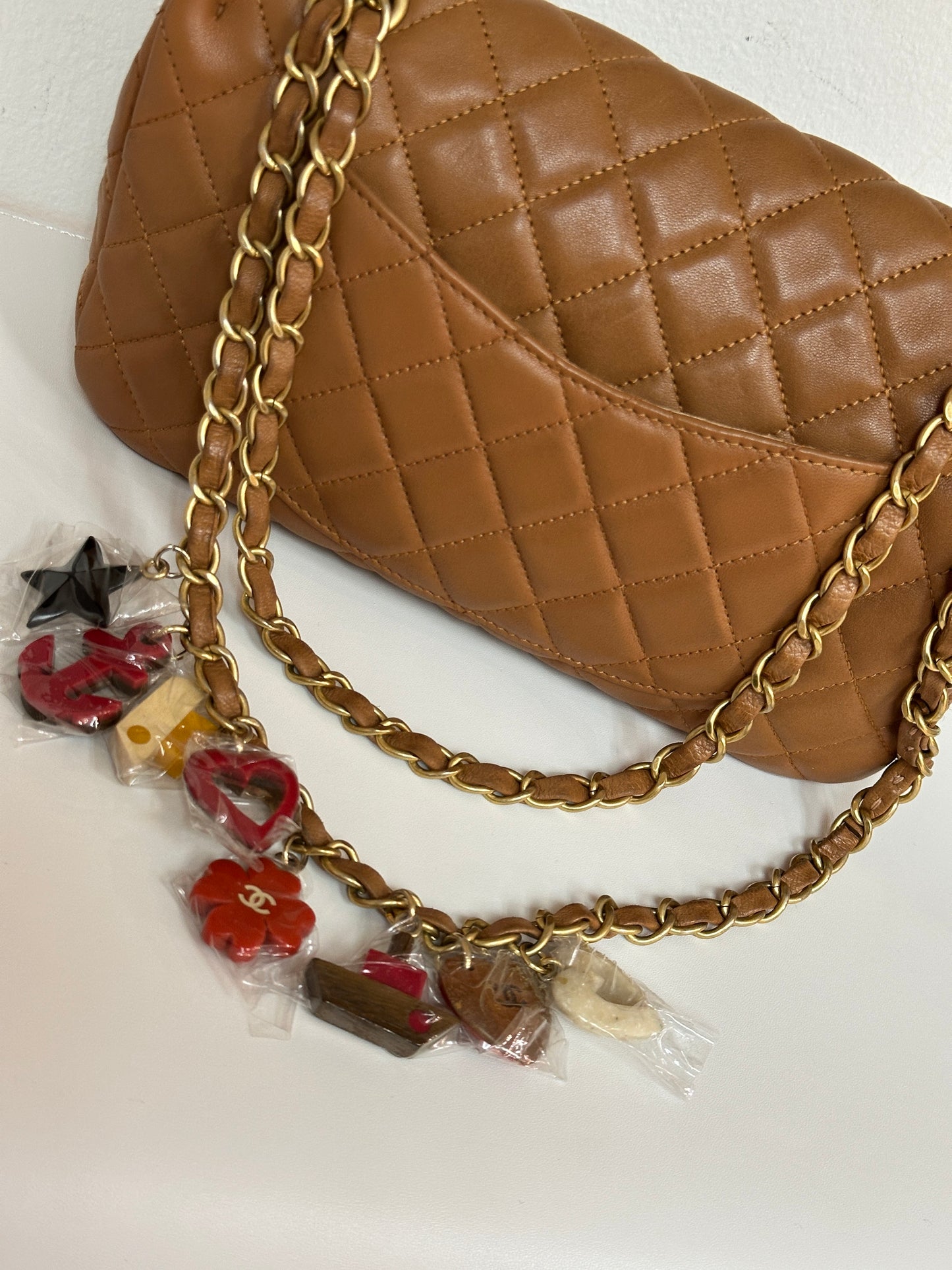 Chanel Lambskin Valentine Charms Small Flap Beige 1427 holo card