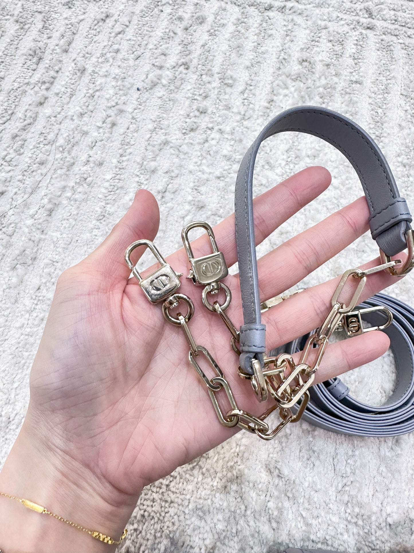 Small Lady D-Joy Bag Gray Cannage Lambskin