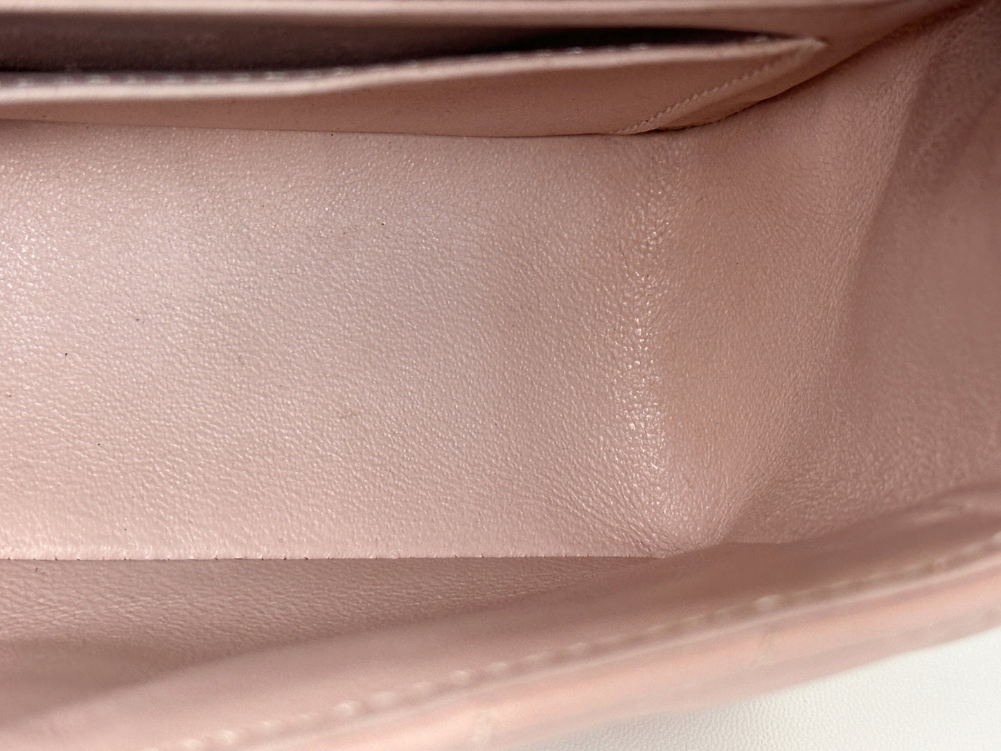 Chanel Classic Mini Rectangular 17C Light Pink Chevron Calfskin with brushed gold hardware 2383 holo card
